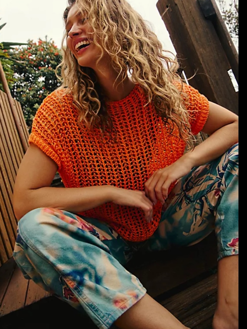 Free People Aria Tangelo Fauxchet Knit Top & Mini Skirt Set in Size Small - Picture 4 of 4